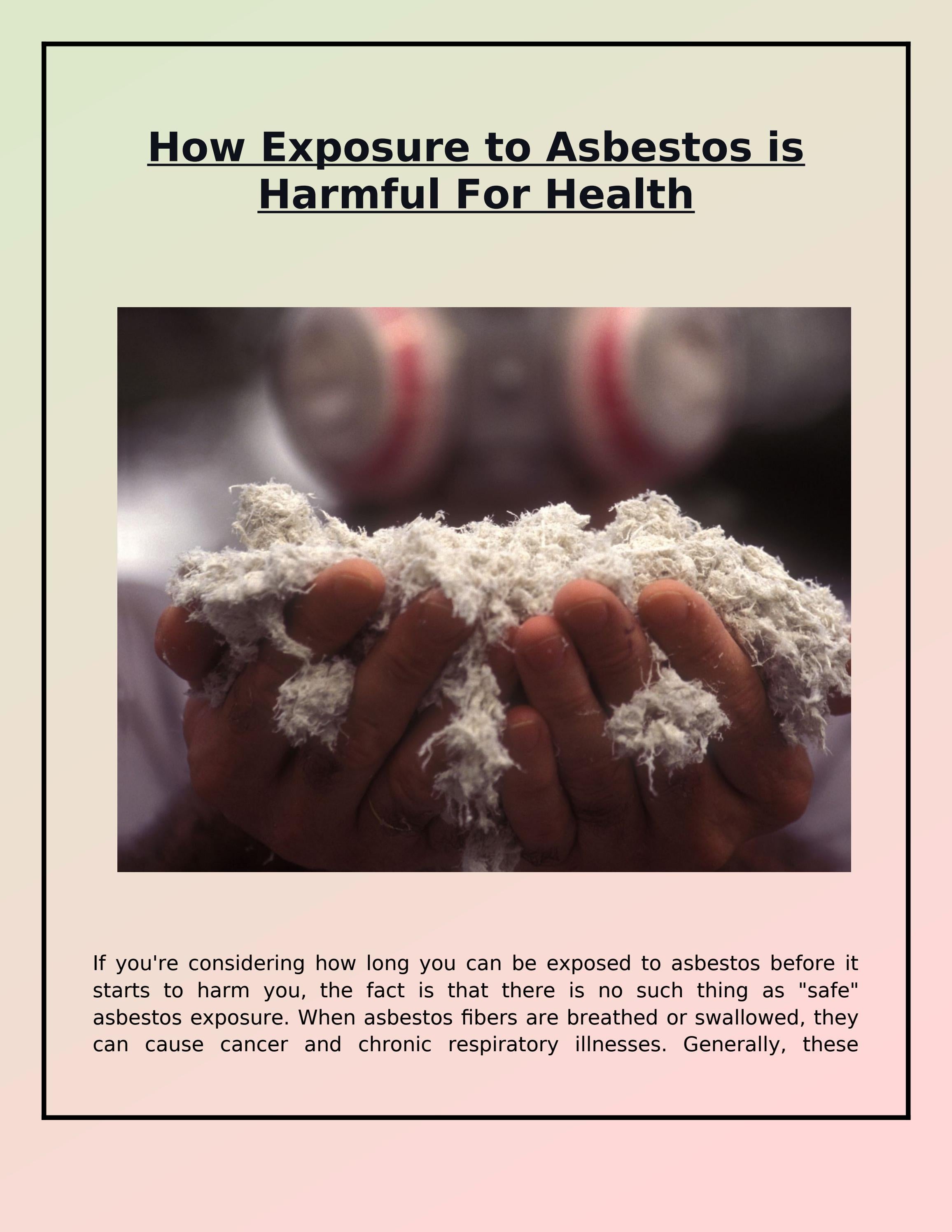 How Exposure to Asbestos is Harmful For Health
